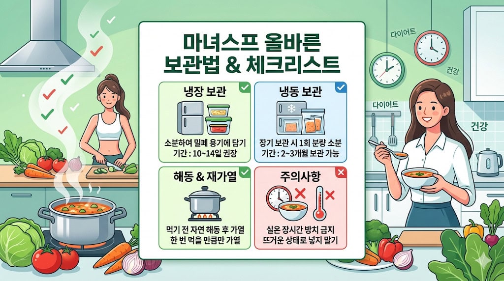 마녀스프 올바른 보관법과 체크리스트 안내 이미지.