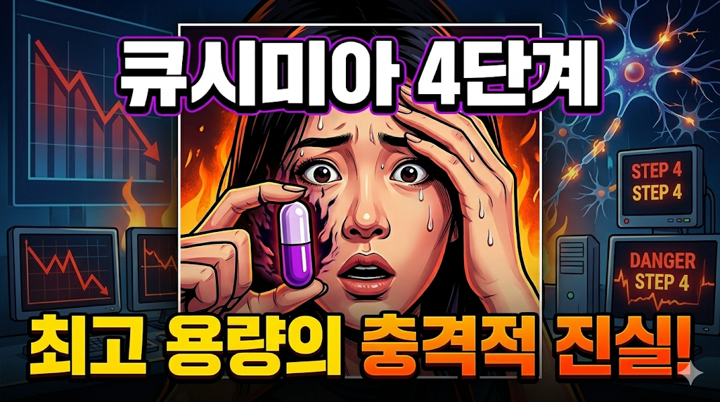 큐시미아 4단계 최고 용량 부작용 현실에 충격받은 여성 모습