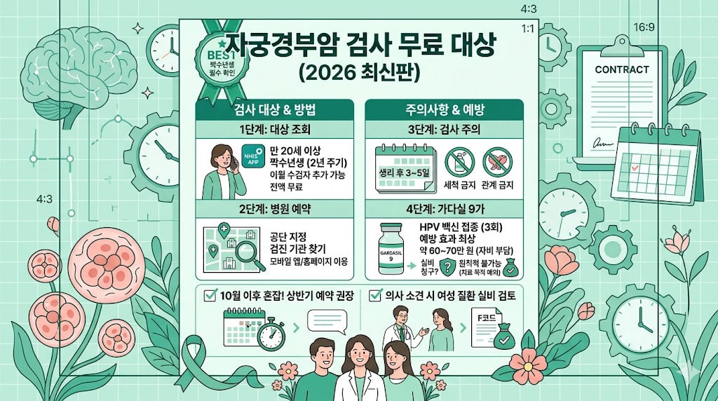 자궁경부암 무료 검사 대상과 방법 안내.