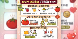 올토샷(올리브유+토마토) 황금비율 및 1분 완성 레시피 인포그래픽