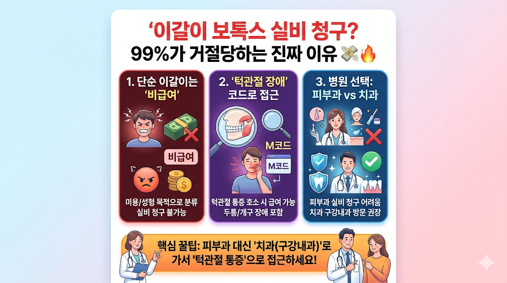 이갈이 보톡스 실비 청구? 병원 가기 전 ‘이 말’ 안 하면 30만 원 날립니다🚨