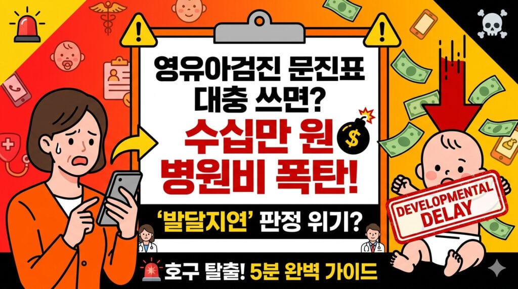 영유아검진 문진표 체크 실수로 발달지연 딱지 붙고 수십만 원 병원비 폭탄 맞는 실제 사례 및 어린이 보험 실비 환급 팁 인포그래픽