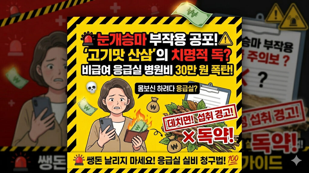 눈개승마 효능 및 부작용으로 인한 급성 위장염 응급실 비급여 병원비 실비 청구 방법