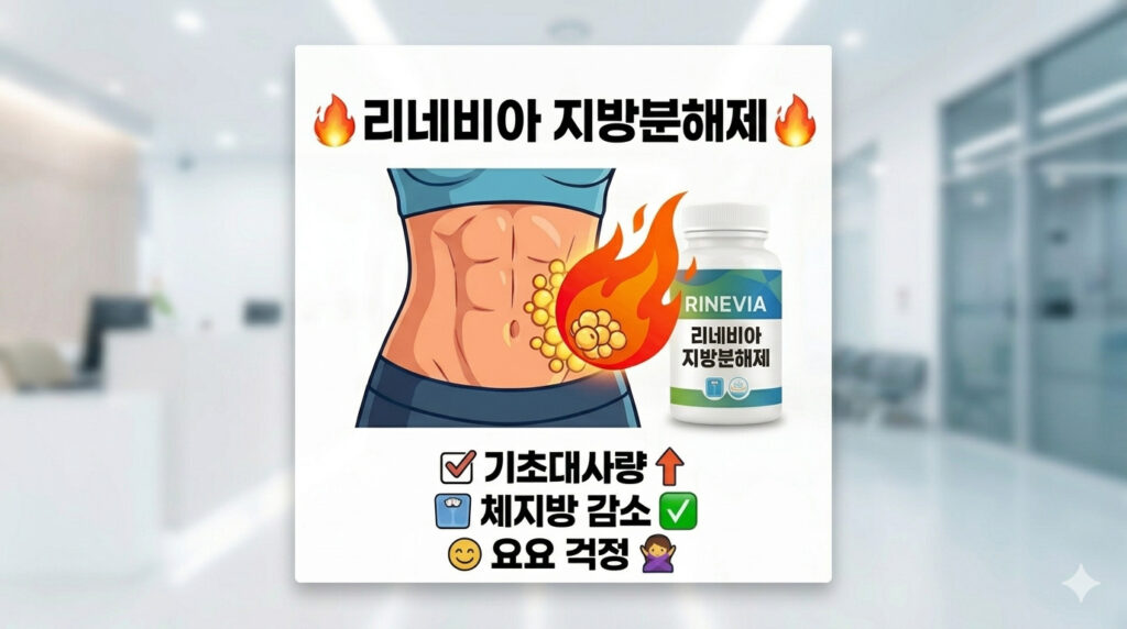 리네비아 지방분해제 효과 및 요요 없는 복용법, 비만클리닉 다이어트약 처방 내장지방 감소 원리 인포그래픽