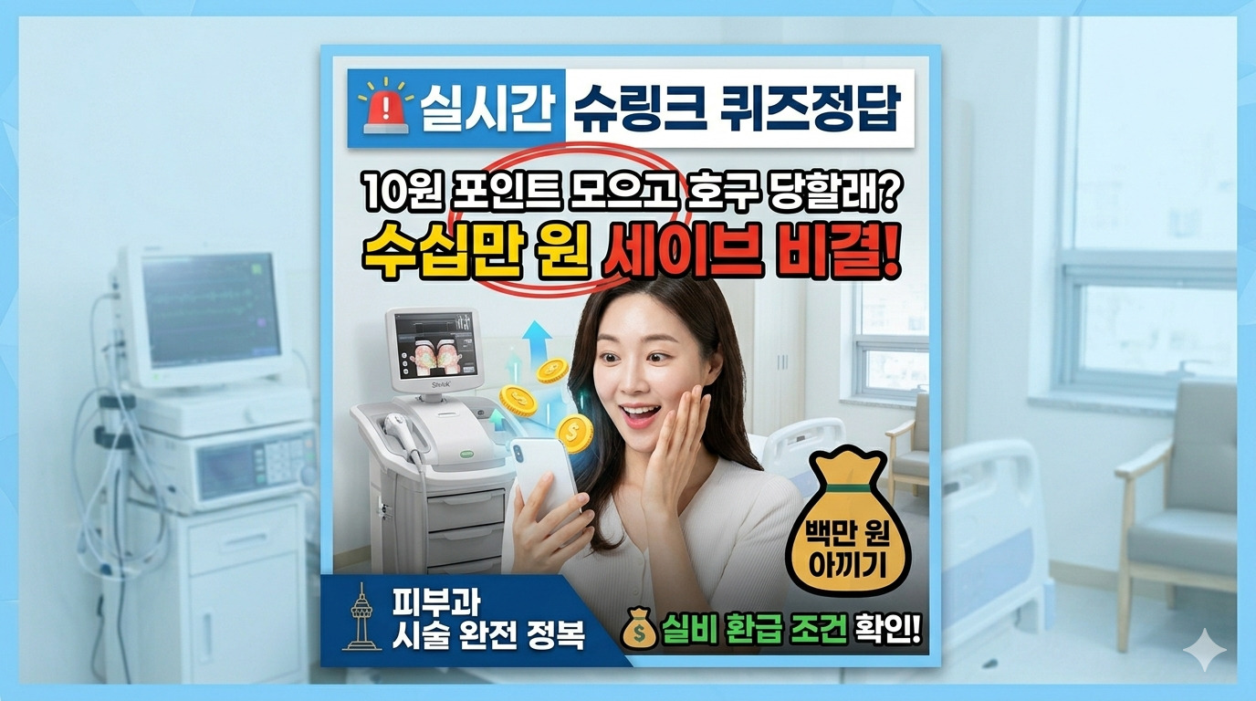 슈링크 퀴즈정답(실시간): 의사가 숨긴 피부과 0원 폭로 🚨