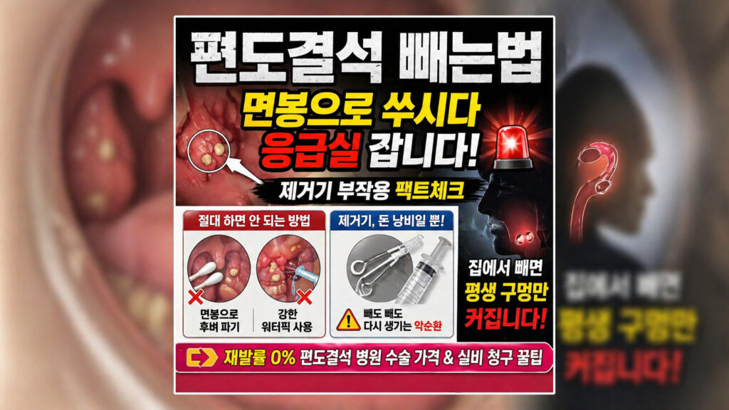 편도결석 빼는법 면봉 사용 부작용으로 인한 응급실 위험 경고 및 이비인후과 편도 수술 가격 실비 보험 청구 정보 안내 썸네일