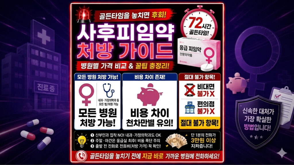 사후피임약 처방 병원별 진료비 가격 및 산부인과 내과 금액 비교 이미지