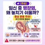 임신 중 맹장염 증상 자궁 증대로 인한 통증 위치 변화 및 임산부 맹장수술 주의사항 인포그래픽